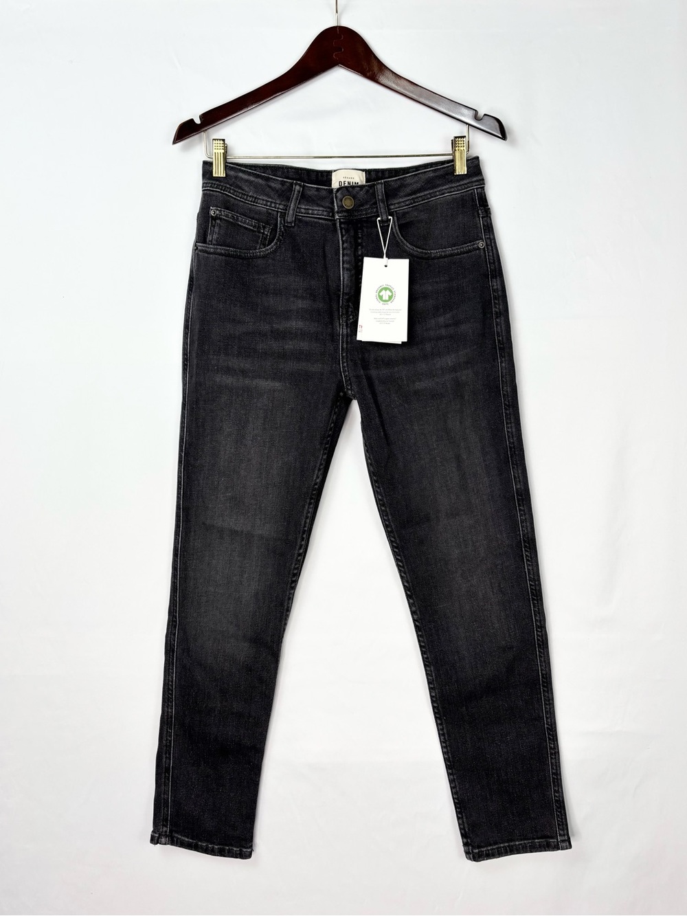 NEW Sezane Denim Pantalon Slim Parfait Jeans Gray Size 8 Women Stretch